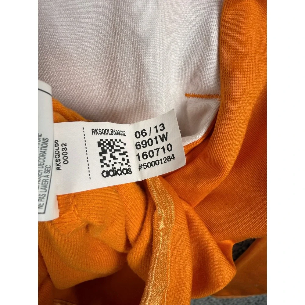 Adidas 1/4 Zip Pullover Shirt Large Orange White 3-Stripe Athletic Track Top L